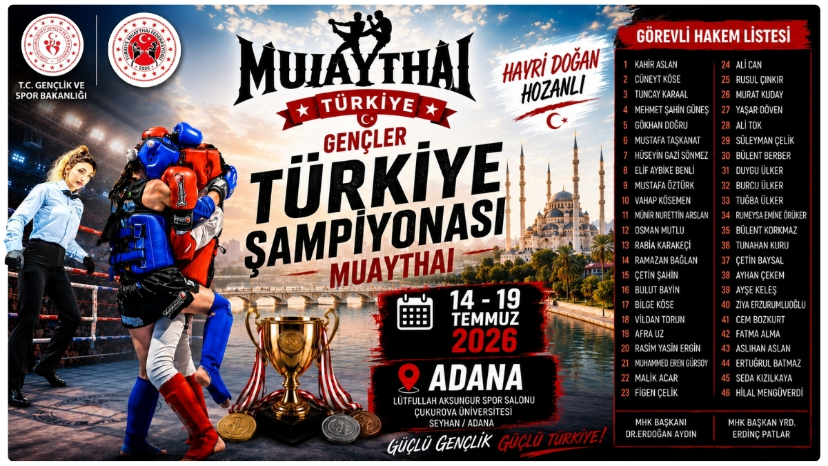 Hayri Doğan Hozanlı Gençler Türkiye Muaythai Şampiyonası Hakemleri Belli Oldu