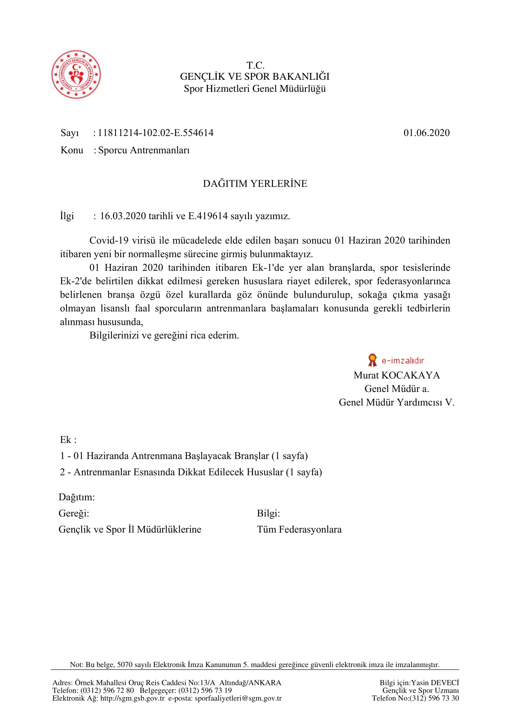 Duyuru: Normalleşme Süreci / 01 Haziran 2020